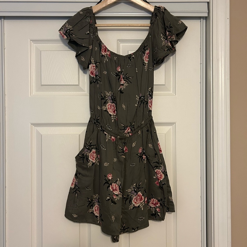 H&M Floral Green Romper